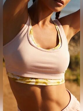 NEW Anthropologie S Bralette Double Layer Tank Top NWT Pink Daily Practice